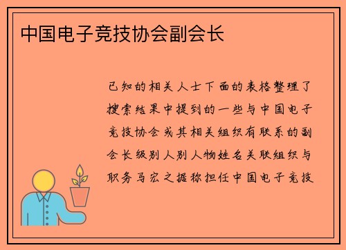 中国电子竞技协会副会长